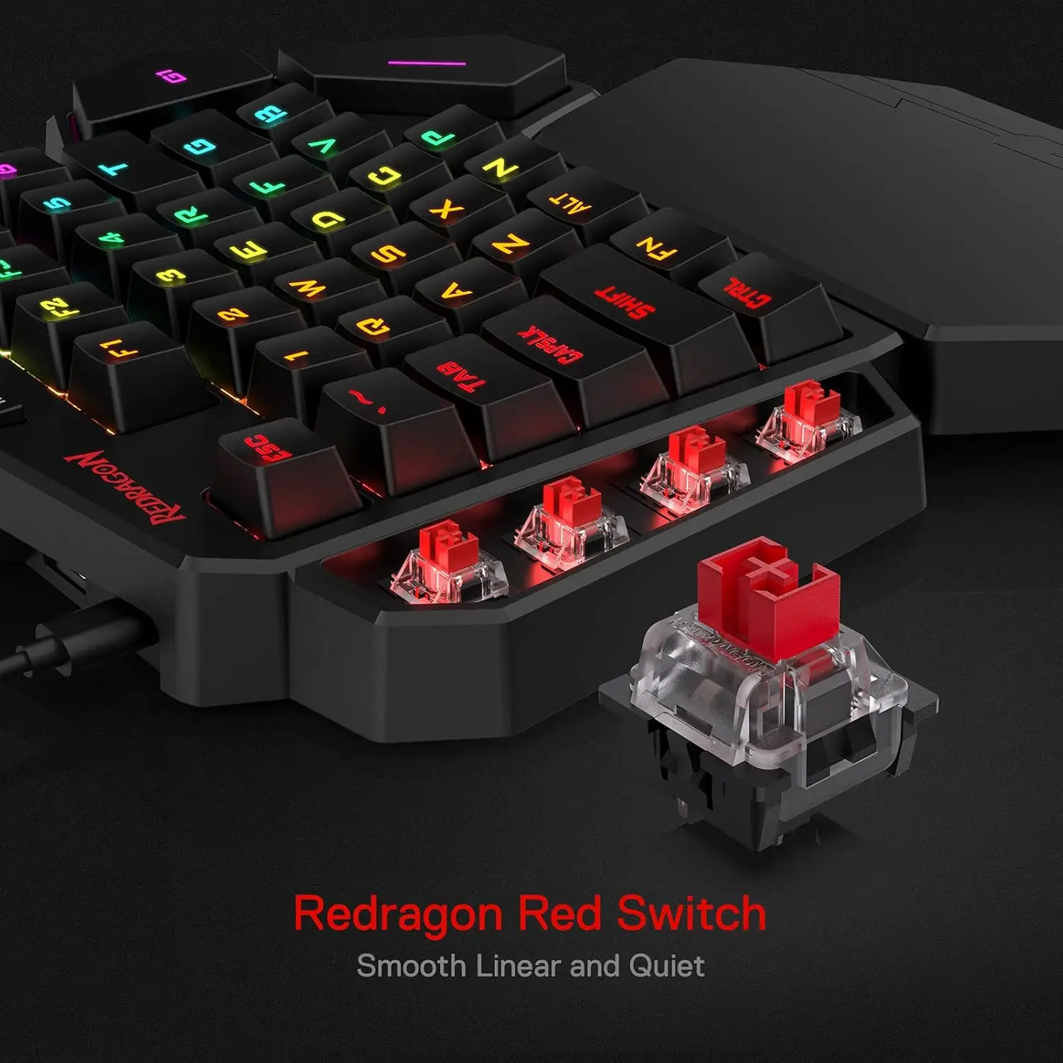 Redragon K585 Wired DITI One-Handed RGB Mechanical Gaming 42 Keys Type-C Gaming Hot-Swappable Wrist Rest Keyboard