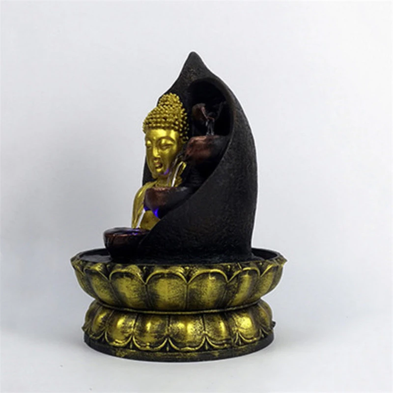 Imagem -05 - Resina Lotus Base Buddha Estátua Água Running Fountain Figurines Fengshui Ornamento Waterscape Interior Artesanato Jardim e Home Decor