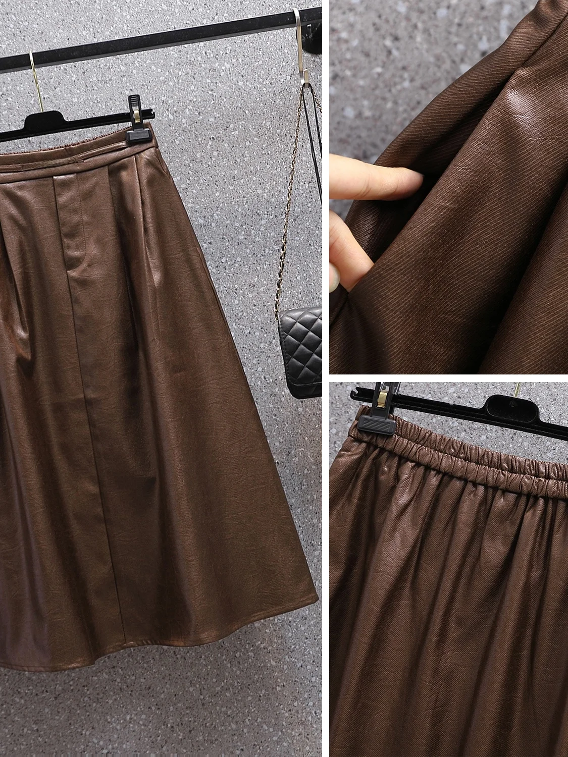 Winter 2025, Übergröße, hohe Taille, weiches PU-Leder, A-Linien-Rock, ausgestelltes F-Länge, schlankmachend, vielseitig, für den Pendelverkehr