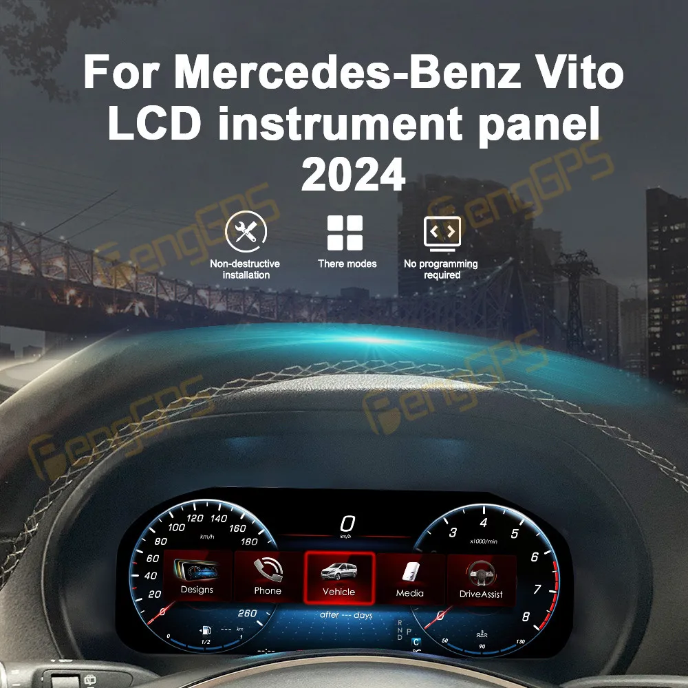 

12.3" Digital Cluster Odometer Screen For Mercedes-Benz Vito 2024 LCD Instrument Panel Virtual Cockpit Speed Meter Car Dashboard