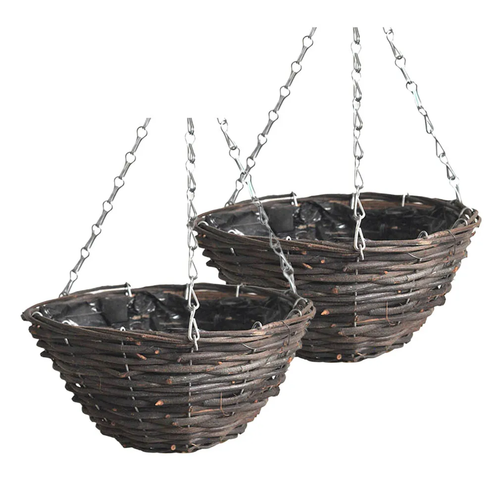 

2 PCS Rattan Flower Pot Hanging Basket Woven Planter Baskets Indoor Decorations