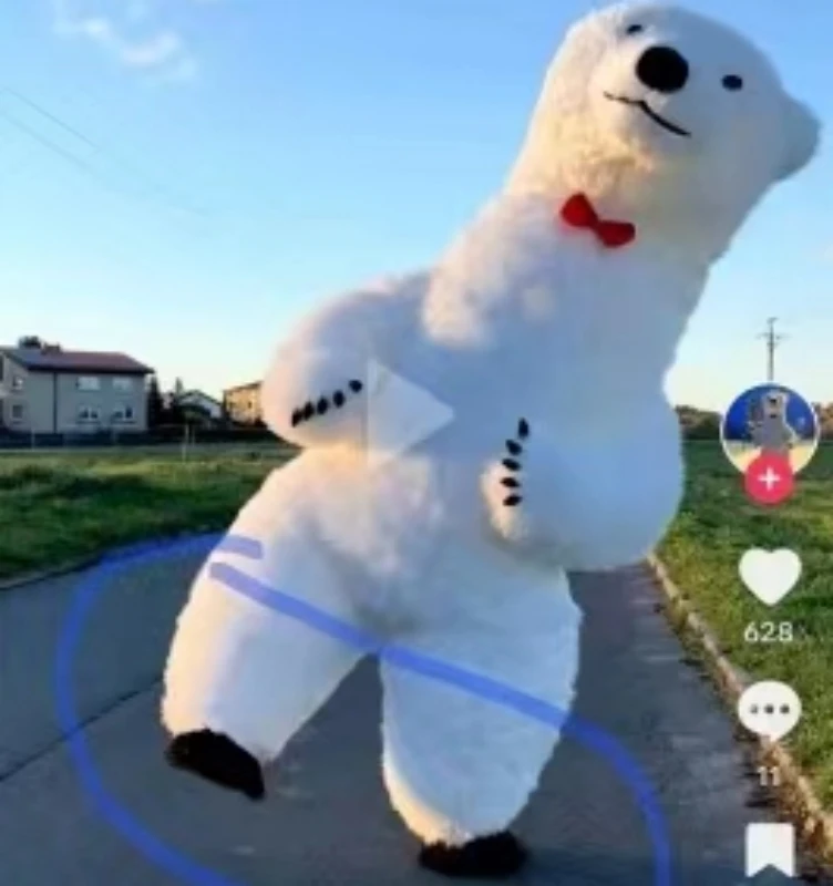 

Hot Sale 2.6M Giant Furry Polar Bear Inflatable Costume Funny Polar Bear Mascot Costume Party Cosplay Plush Doll Inflated Mascot