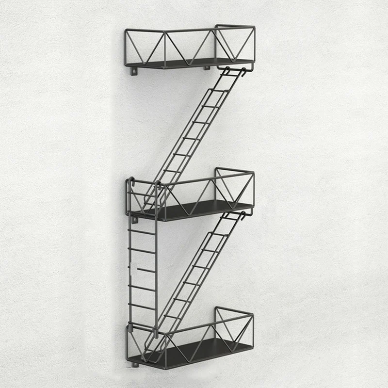 

Wall-mounted Storage Rack Fire Escape Wall Racks Wall Mounts Shelves Wall Display Art Storage Staircase Racks