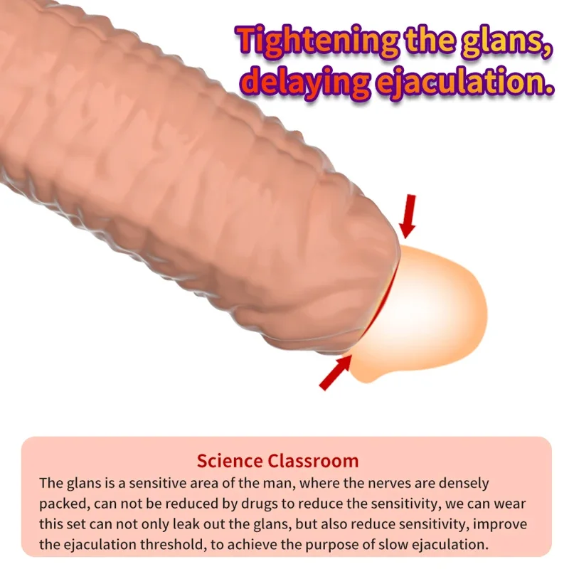 Cock Ring Reusable Penis Sleeve Sex Toys Condoms for Men Restriction Rings Pleasure Ring in The Clitoris Sperm Locking Condom 18