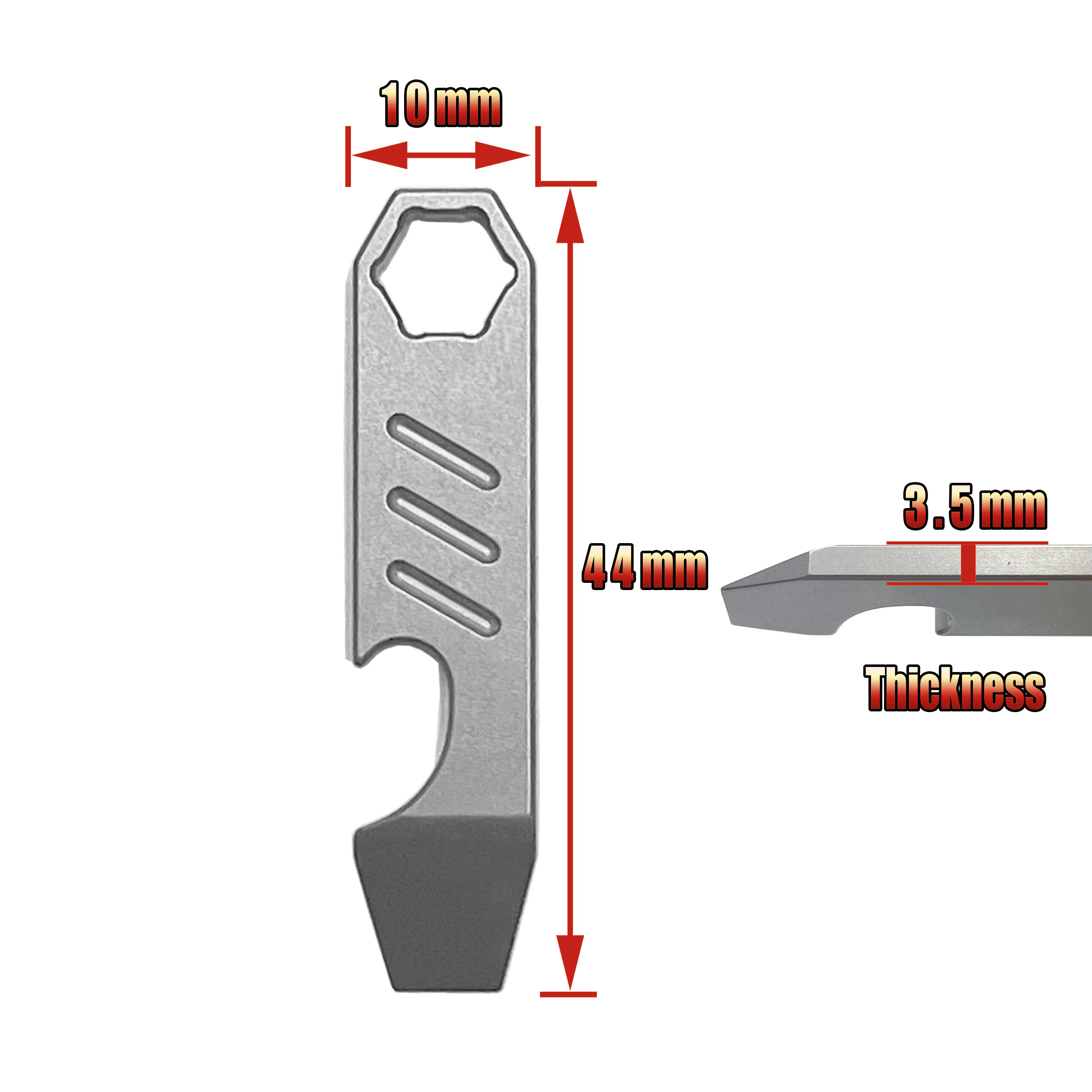 Multifunktionales Mini-Werkzeug aus Edelstahl: Brechstange, Flaschenöffner, Skala, Sechskantschlüssel, EDC Outdoor-Werkzeug, Campingausrüstung – Detail 5