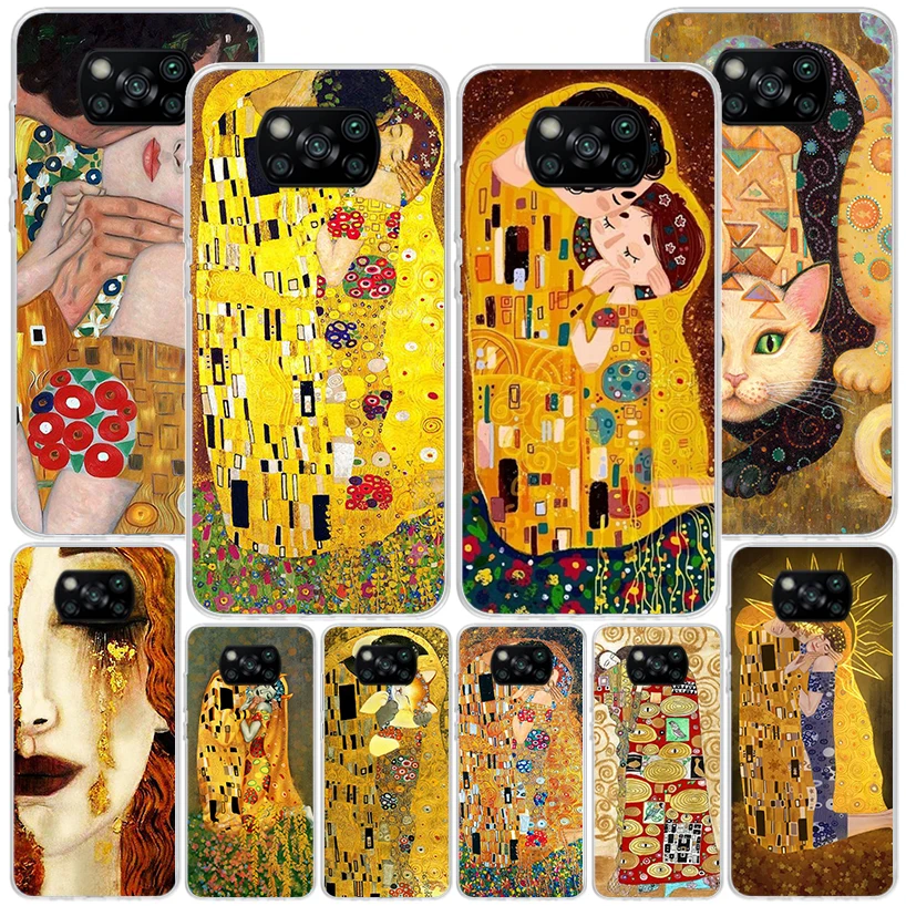 Kiss by Gustav Klimt Desig Phnoe Case for Xiaomi Poco X5 Pro X4 Gt X3 Nfc M5S M4 M3 M2 F3 F2 F1 Mi Note 10 Lite A2 A3 Unique Cov