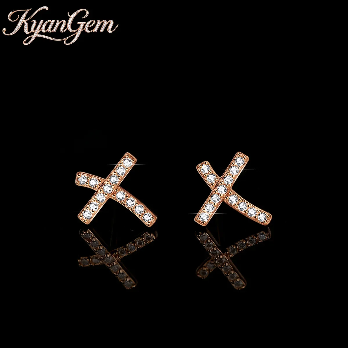 

KyanGem 18K Gold Diamond VVS1 Earrings For Women Cross Temperament Earrings D Color Moissanite Gift Earrings Jewelry