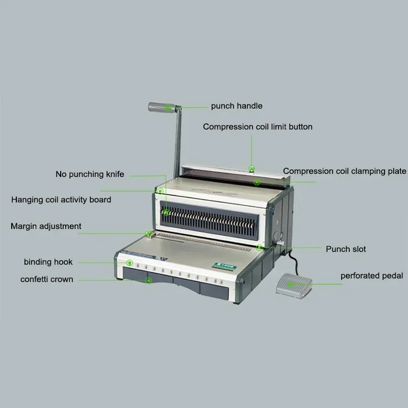 DY310 Electric Binding Machine: Dual-wire binding, desk calendar punching, and contract/bid document binding.