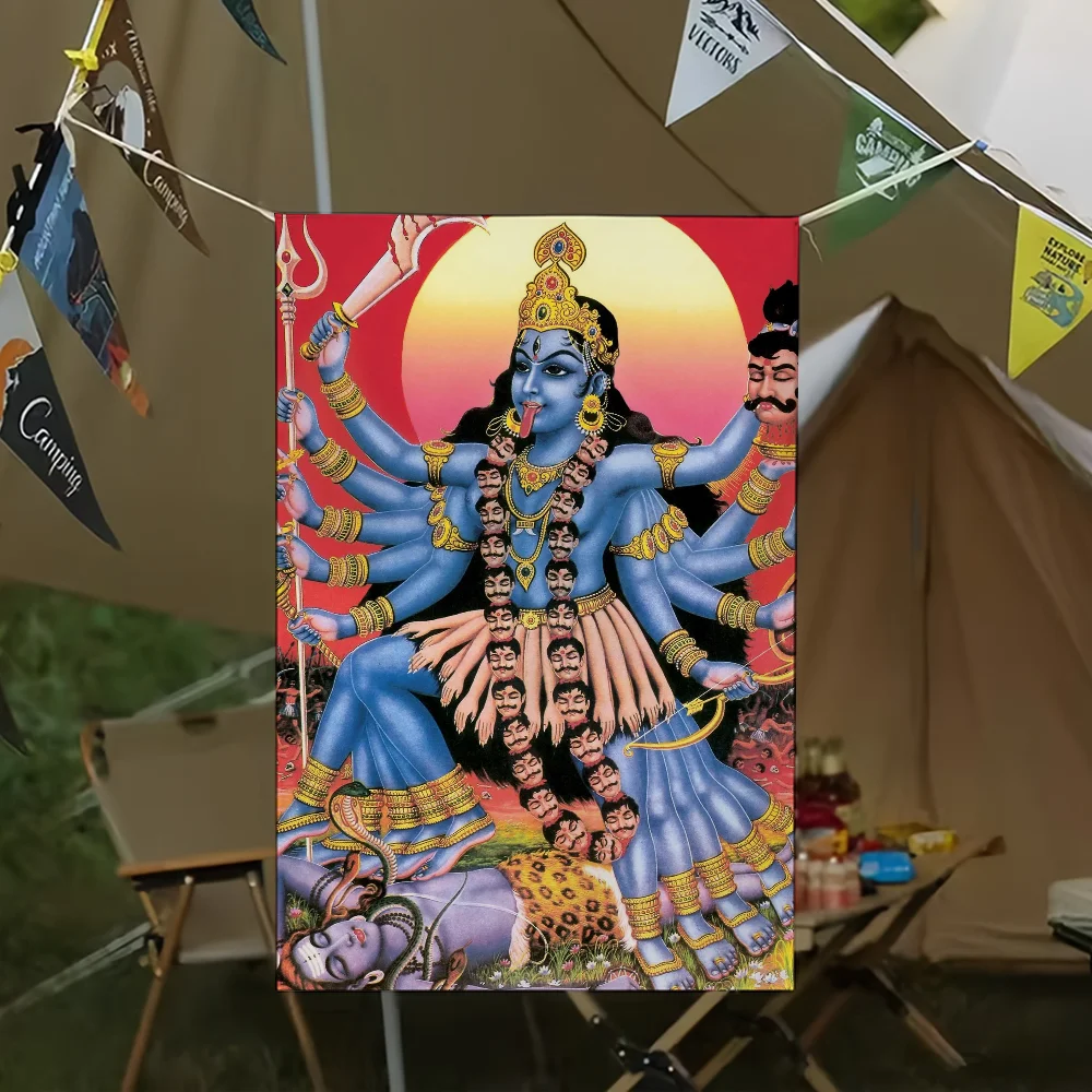 Smiler Goddess Maa Kali Killing Q Flag Living Room Wall Club Hanging Home Dorm Decor Art Garage Bar Live Decoration Banner
