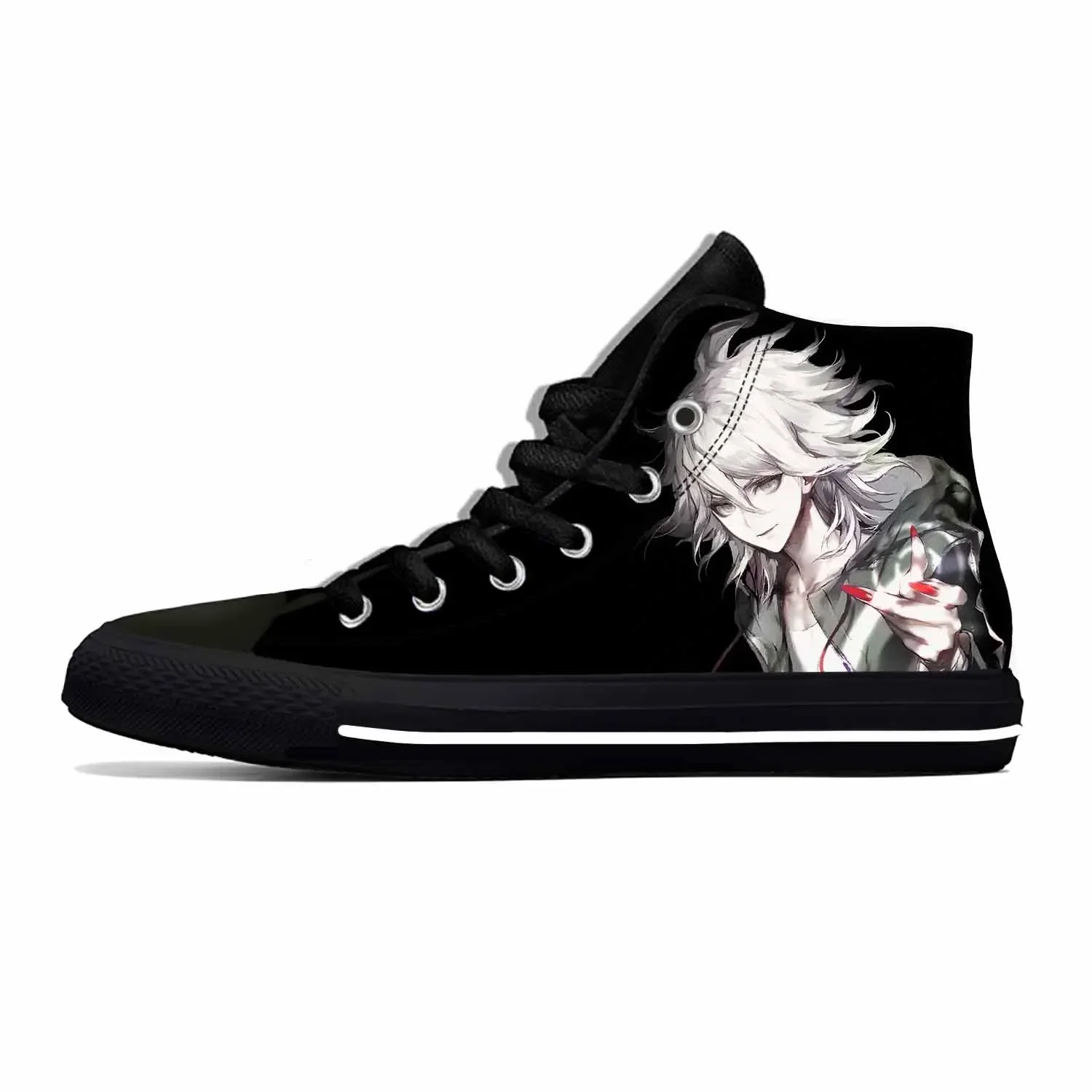 Sapato de pano casual para homens e mulheres Sapatilhas de alto nível Sapato de tabuleiro Anime Cartoon Game Danganronpa Komaeda Nagito, Hot Summer