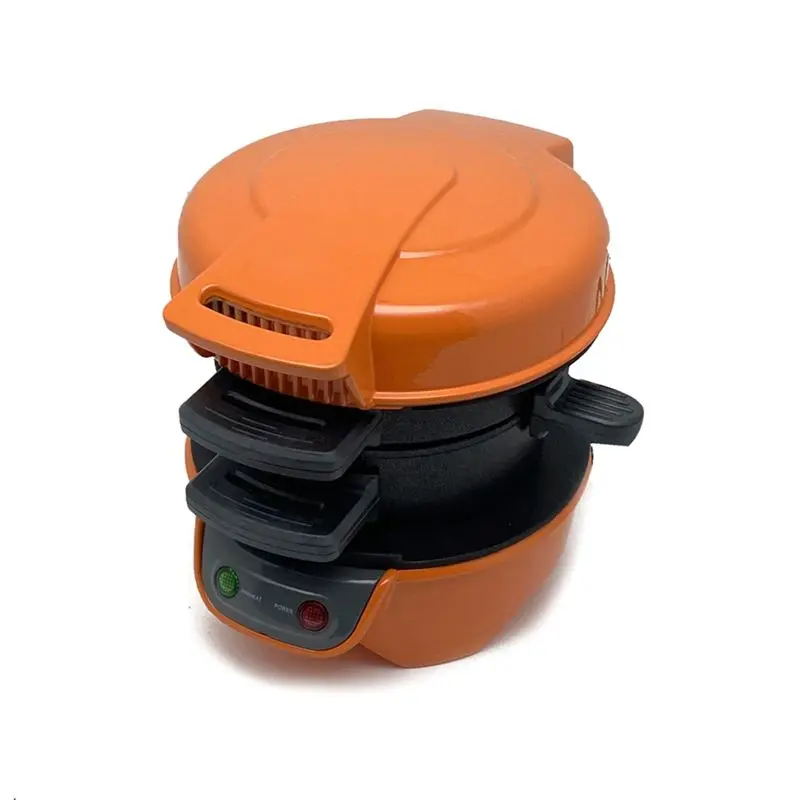 CKFAM-Orange Multifunctional Hamburger Maker Bread Machine Home Breakfast Machine Toasting Electric Pancake Maker EU Plug