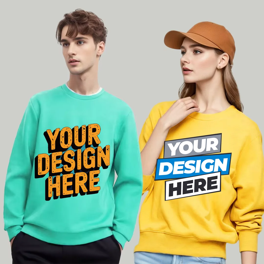 

Free Print Your Design Picture 2025 O-Neck Solid Harajuku Casual Pullovers Sweatshirt Men And Women Cotton Knit Streetwear