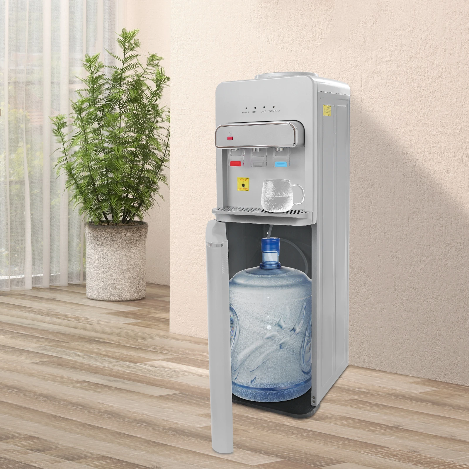 5-Gallon Bottom Load Water Dispenser, 3-Temp (Hot/Cold/Room) Floor Standing Water Cooler 550W Heating & 75W Cooling Water Cooler