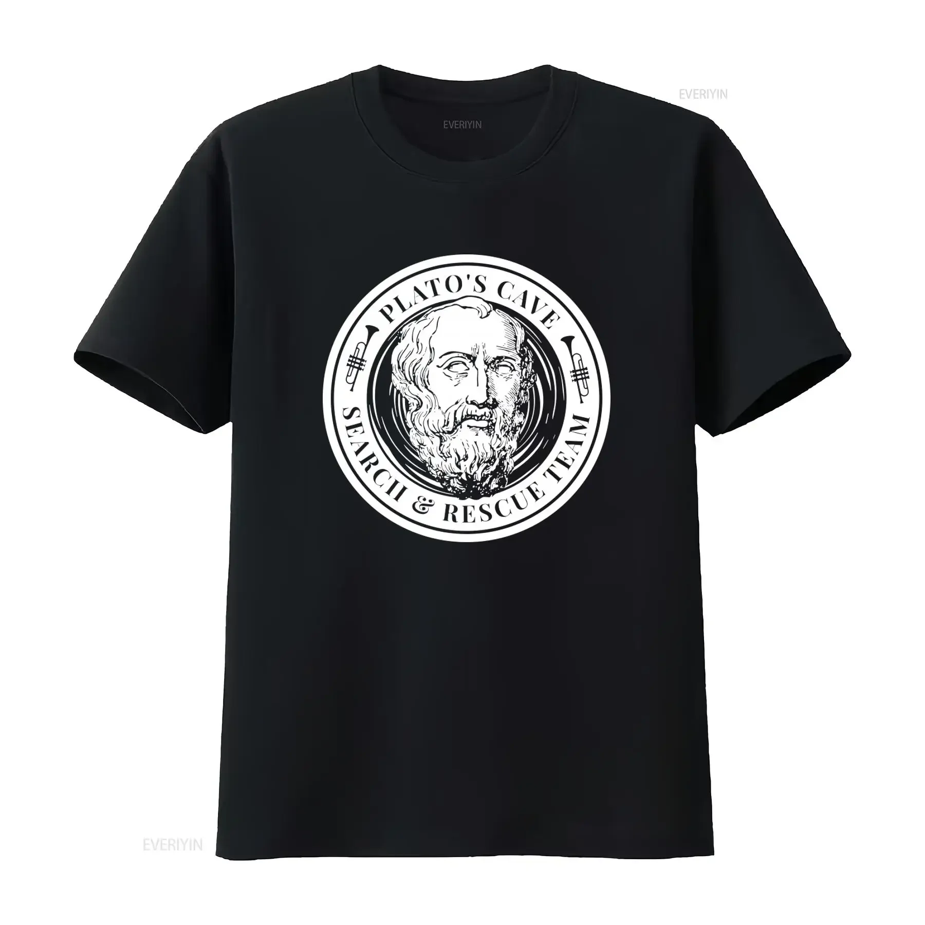 T-shirt imprimé « La Grotte de Platon » - Philosophe grec ancien - Effet vintage délavé - Unisexe - Streetwear graphique