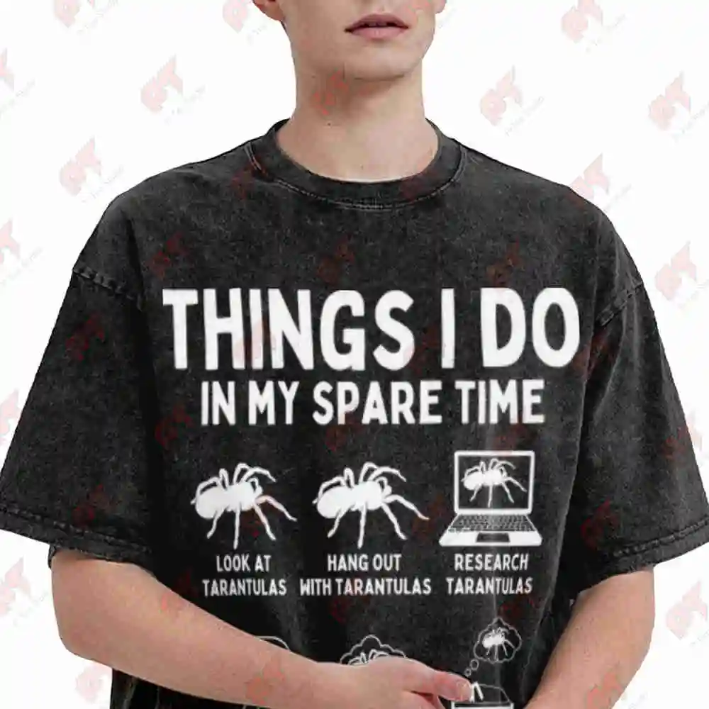 Things I Do In My Spare Time Tarantula Arachnology Arachnid Entomologist Vintage Washed Tee Pure Cotton T-Shirt