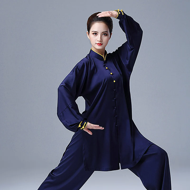 Women's Navy Blue Tai Chi Suit New Arrival Baduanjin Martial Arts Performance & Training Wear 3-Piece Set Lightweight for Adults