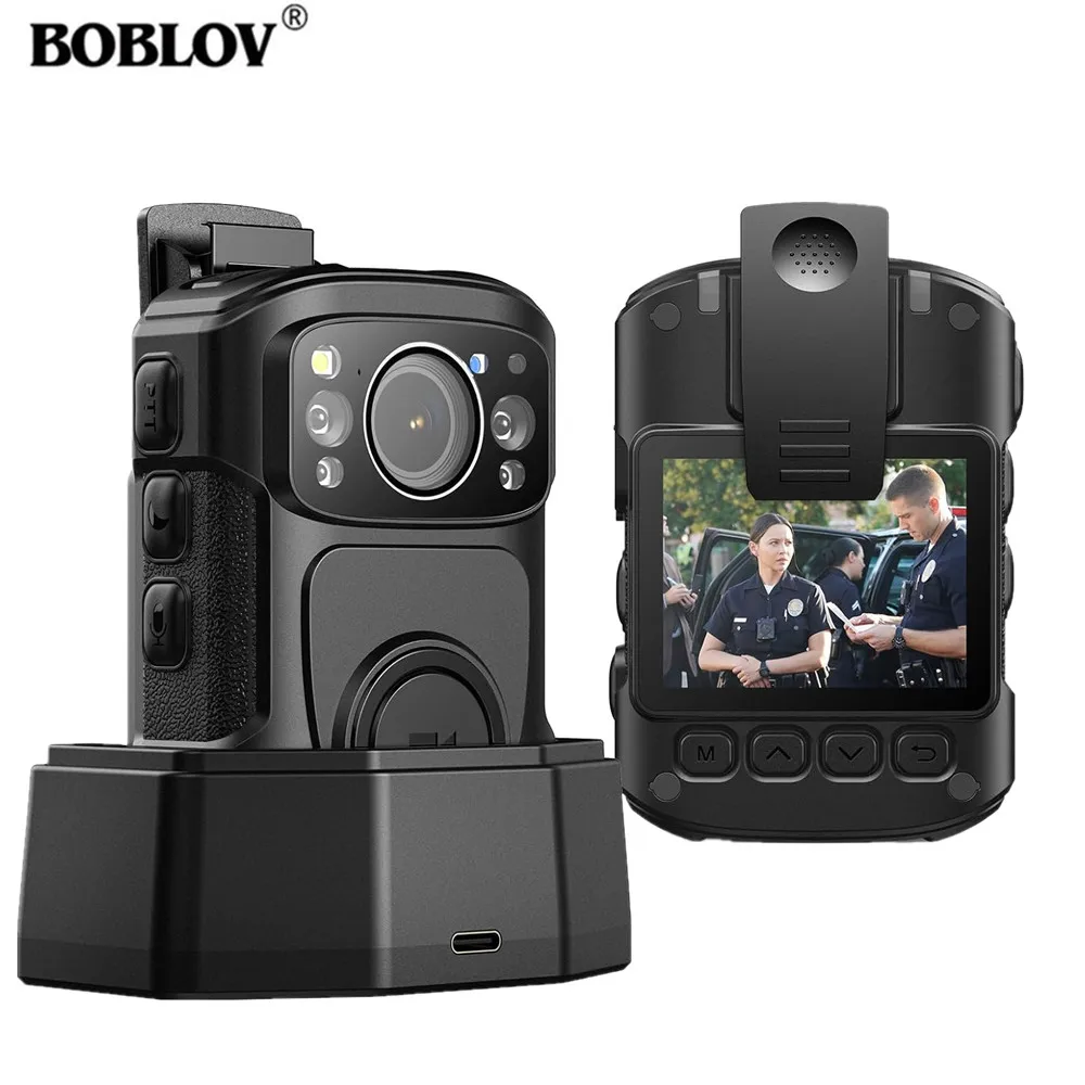 BOBLOV B4K5 4K 바디 캠, IP68 GPS 바디 착용 카메라, 128GB 경찰 카메라, 2160P 비디오 레코드 충전 독, 나이트 비전 바디 카메라