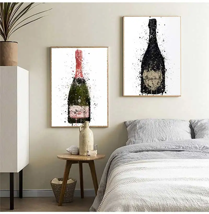 Abstract Graffiti Luxury Champagne Bottle Posters Canvas Painting Fashion Wall Art For Modern Living Room Home Decoration
