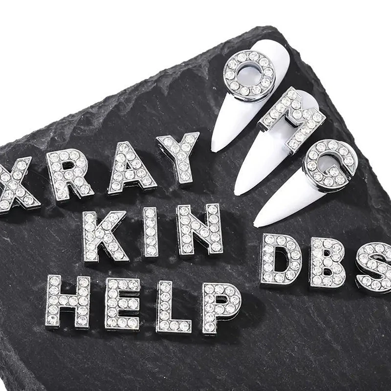 26 sztuk urok Rhinestone angielska litera DIY ozdoby do paznokci FCartoon list Nail Art ashion DIY Manicure dekoracje akcesoria