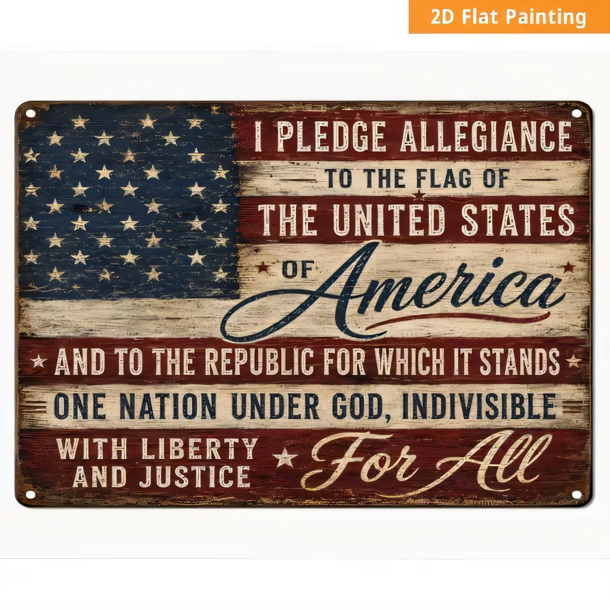 Tin Sign Metal Poster I Pledge Allegiance To The Flag Of The United States Of America Vintage Rustic Patriotic Wall Art Decorati
