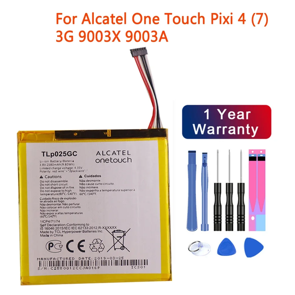 

100% Original New High Quality TLP025GC 2580mAh Battery For Alcatel One Touch Pixi 4 (7) 3G 9003X 9003A Smart Cellphone Battery