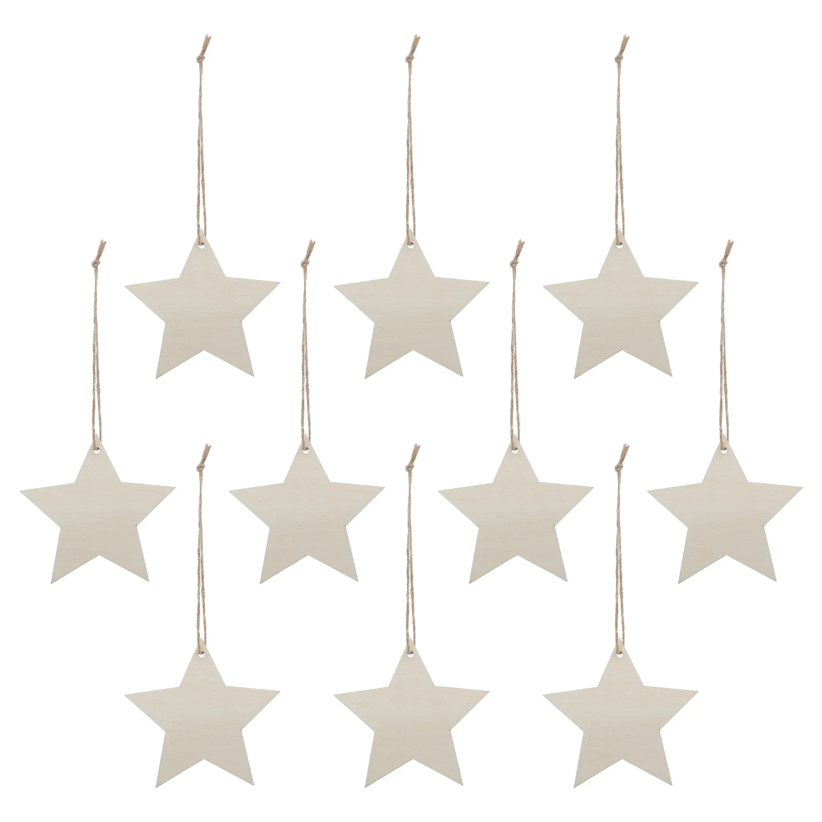 

100Pcs Wooden Star Pentagram Hanging Decorations DIY Christmas Pendant Xmas Tree Door Window Ornaments Reusable Hanging Supplies