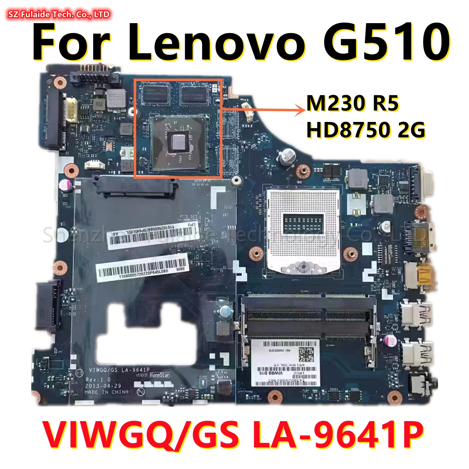 Материнская плата VIWGQ/GS LA-9641P для ноутбука Lenovo G510 материнская плата с PGA947 GPU HD8750/R5 M230 2 ГБ DDR3 Протестирована 100% работа