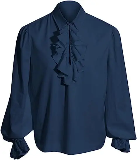 Camisa pirata con volantes para hombre, estilo victoriano, renacentista, steampunk, vampiro, poeta, disfraz gótico medieval | Bodega Aurrera en línea