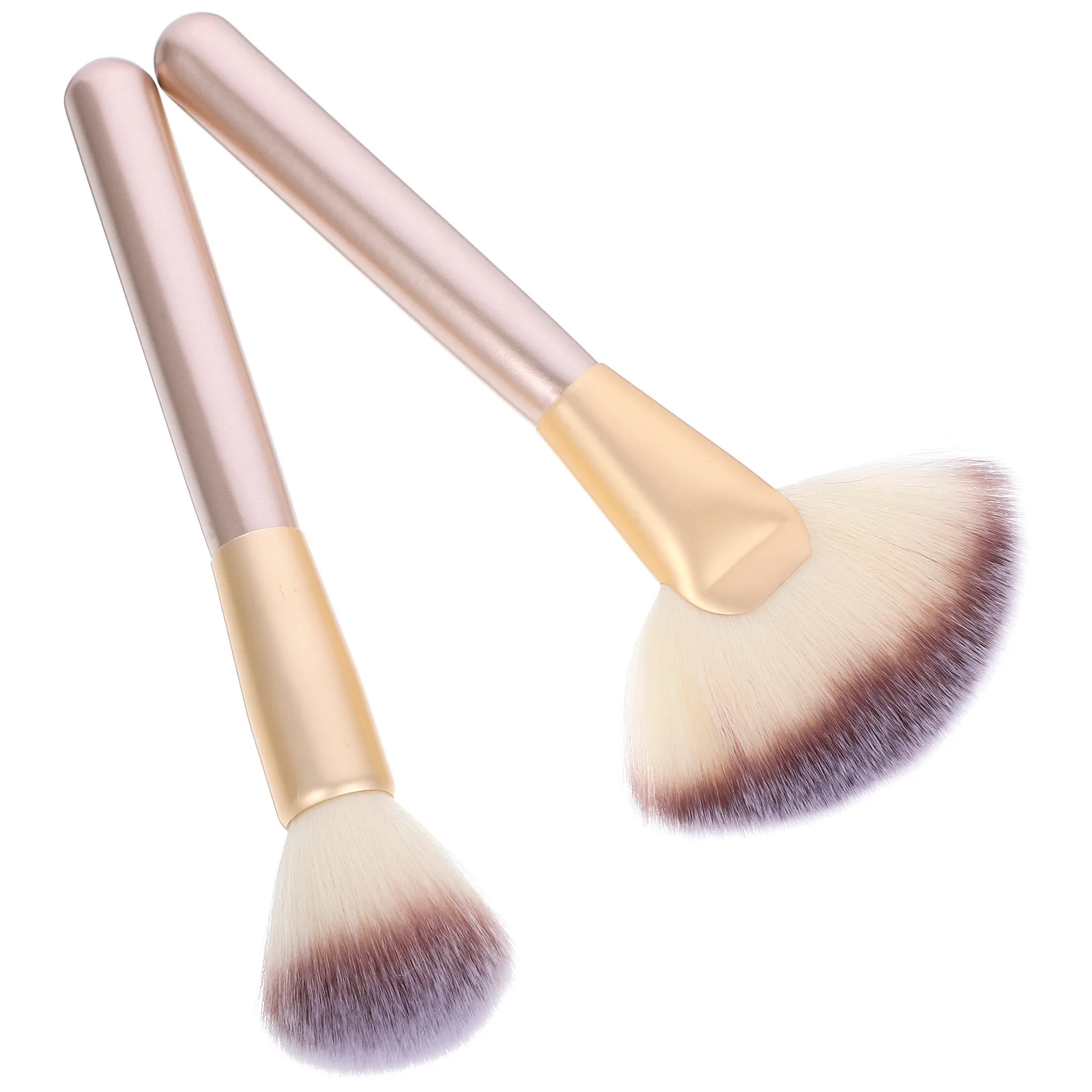 1 set di pennelli per trucco a ventaglio, strumento multiuso per trucco viso, per evidenziatore, fard in polvere, cosmetici, setole professionali in nylon, legno
