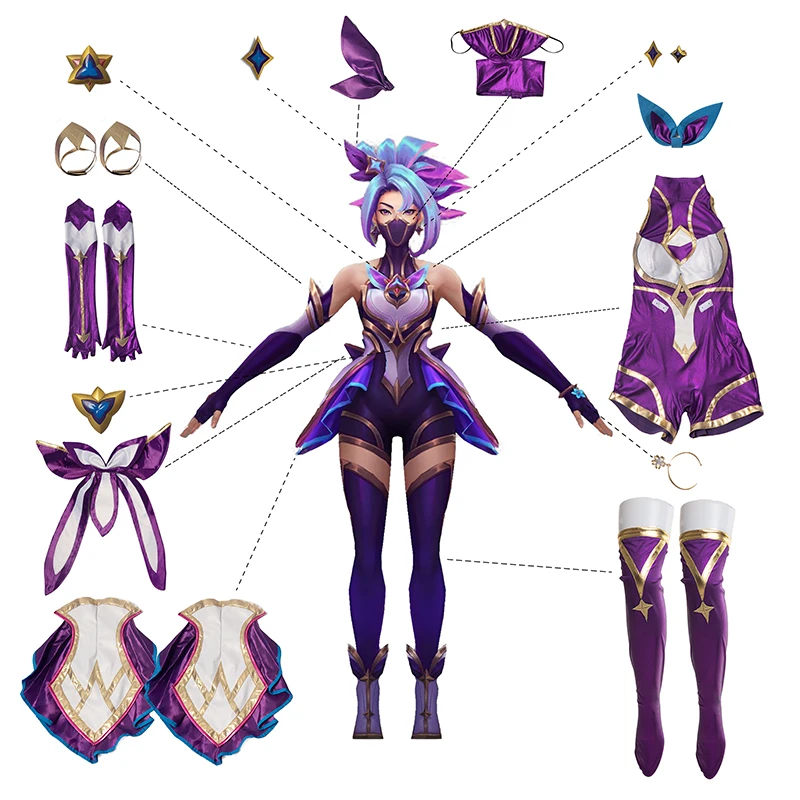 ROLECOS-Disfraz de Star Guardian Akali para mujer, traje de Cosplay, conjunto completo, Sexy, para Halloween