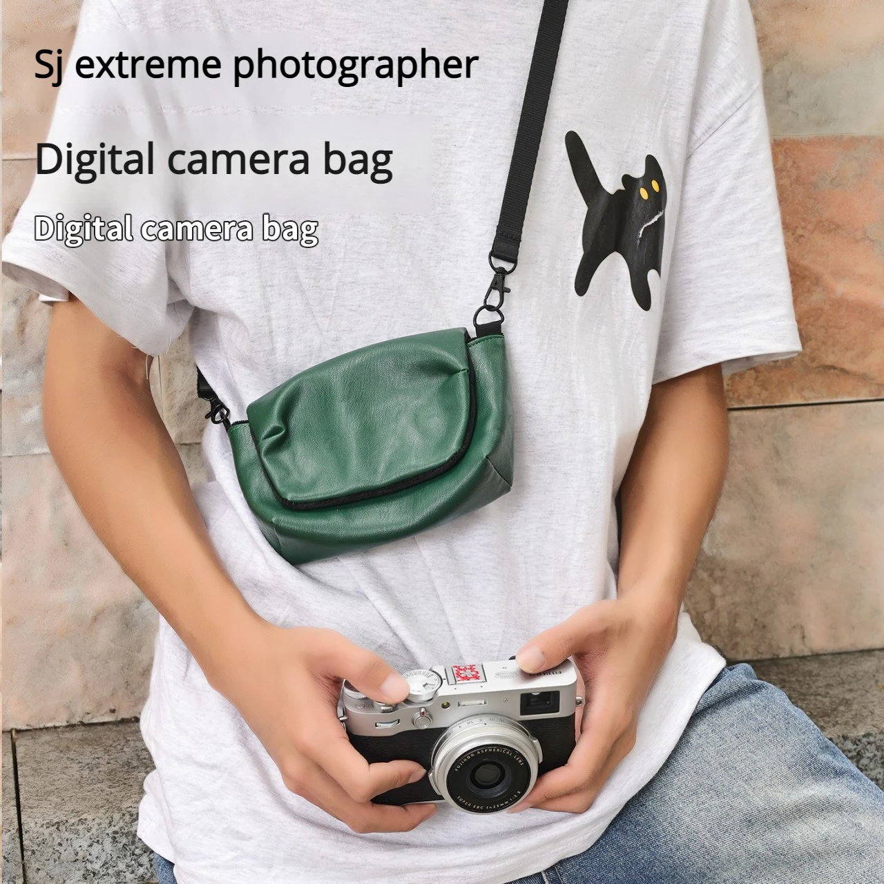 

Сумка для фотоаппарата, подходящая для беззеркальных камер Fuji, Ricoh, Sony, чёрная, для цифровых камер CCD, из мягкой кожи, на плечо и через плечо, для хранения.