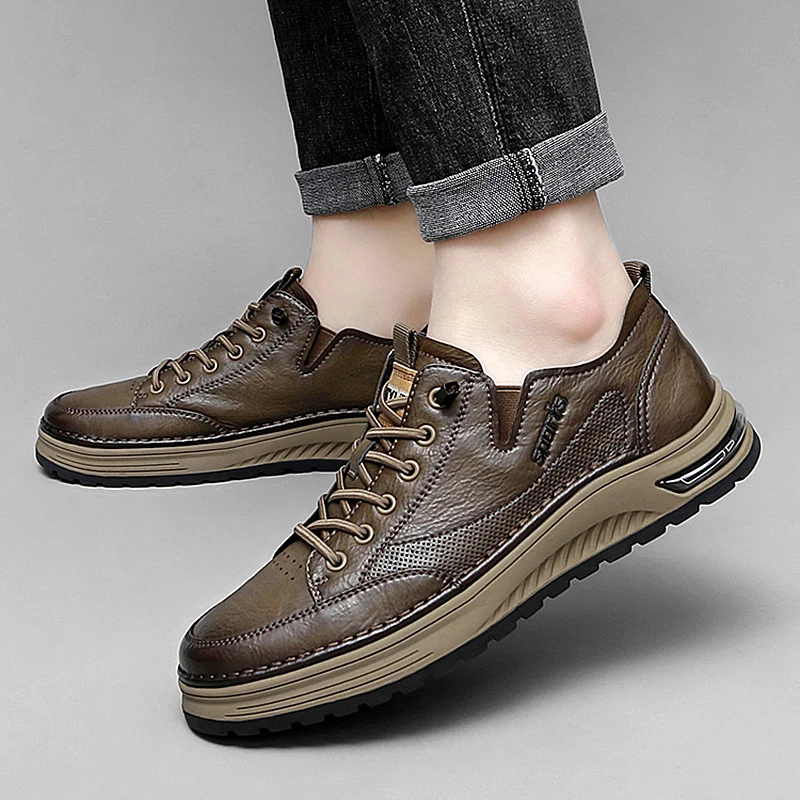 

High-quality Men Leather Korean Version Shoes Formal Business Oxford Outdoor Sneakers Commute Anti-slip Wearable Casual Shoes