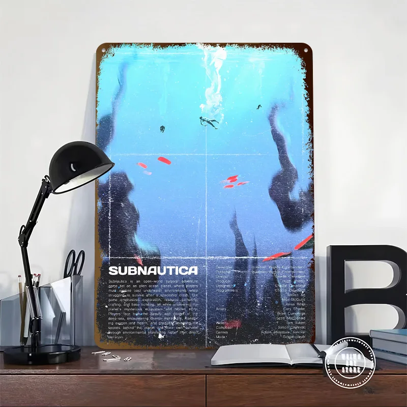 Subnautica Poster Customized Vintage Metal Signs Wall Art Retro Tin Plaque for Custom Plate Living Room Decoration Home Decor
