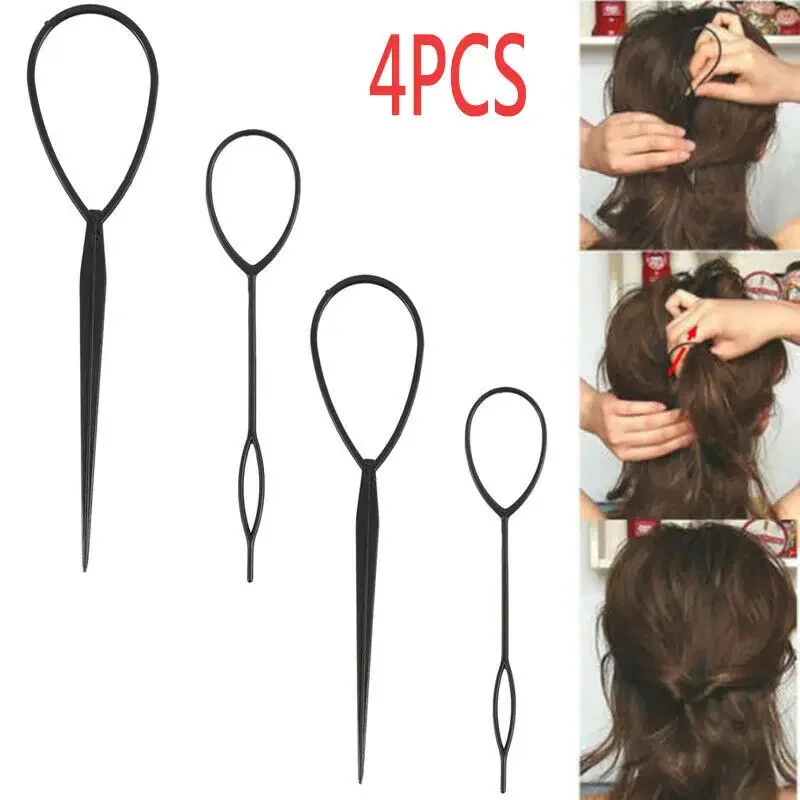 4pcs Magic Hair Donut Bun Maker Braid Puller Styling Tools Ponytail Creator Plastic Loop Women Girl Hair Twist Accessories