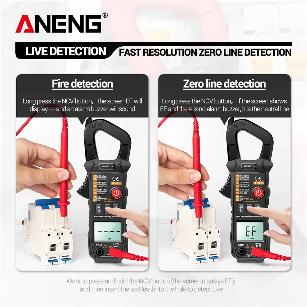 ANENG ST208 Digital Clamp Meter Multimeter Car 6000 counts AC/DC Current Measure Transistor Tester Voltimetro Amperimetro