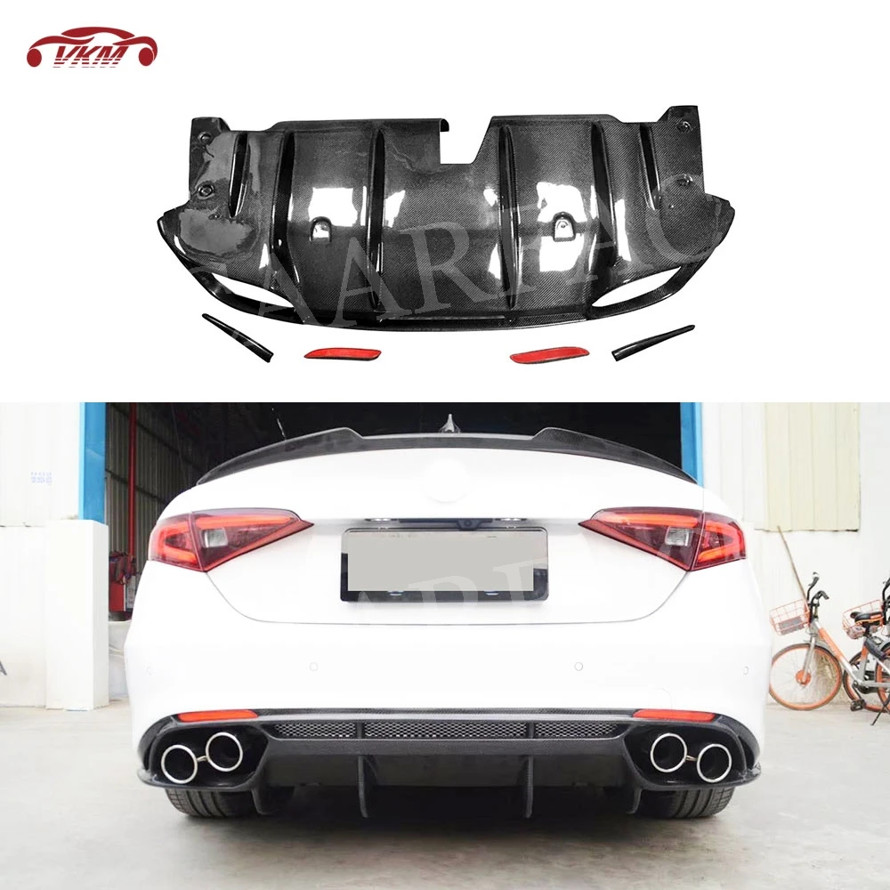 

Carbon Fiber/FRP Unpainted Rear Bumper Diffuser Lip Spoiler Decoration for Alfa Romeo Giulia Standard/ Sport Car Body Kit 2017 +