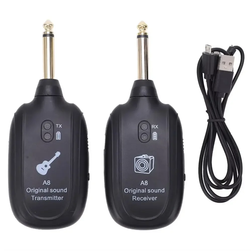 A8 Guitar Wireless System Transmitter Receiver Built- in Rechargeable 4 channels wireless UHF Guitar Transmitter