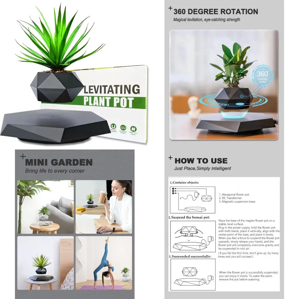 

Magnetic Levitating Air Bonsai Planter - Modern Floating Plant Pot for Office and Home Decor