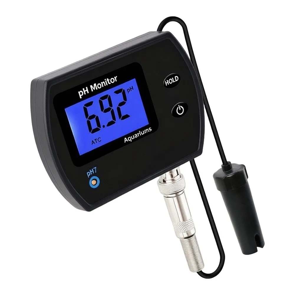 pH Meter with Temperature Sensor for Aquarium Care with BNC Interface Replaceable Probe and Calibration Supplies