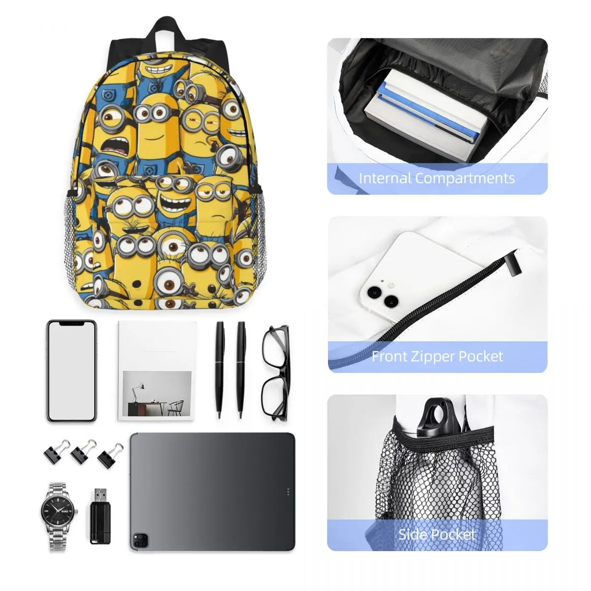 Minions Bedrukt Lichtgewicht Casual Schooltas Voor School, Outdoor, Winkelen, Kantoor 15Inch