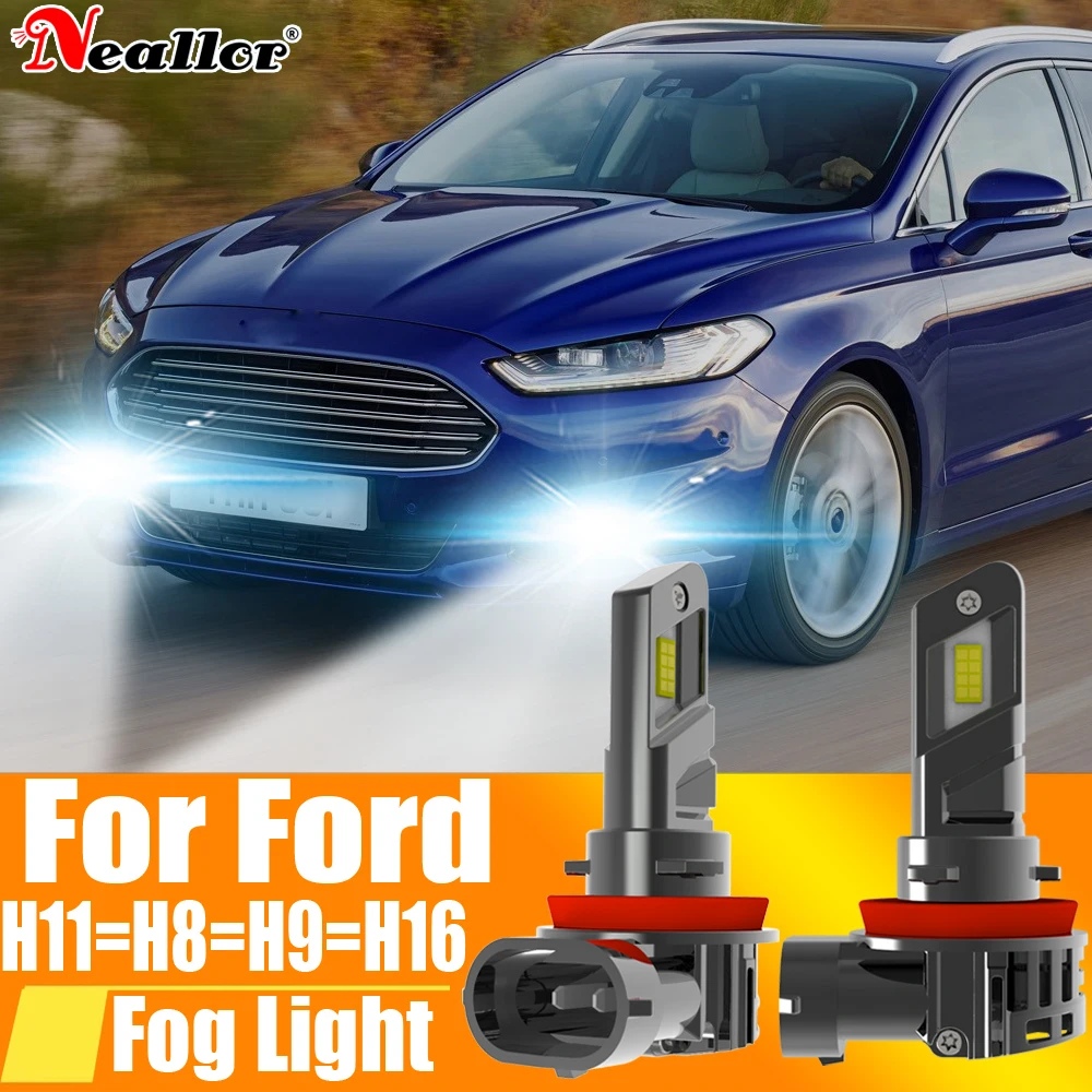 2x H11 H8 Led Fog Lights Headlight Canbus H16 H9 Car Bulb Lamp 12v 55w For Ford Mondeo Mk4 Mk3 Fiesta Focus C-Max S-Max Ranger