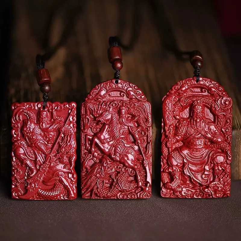 Exquisite jewelry cinnabar pendant low content purple gold sand martial arts god Guan PR Erye domineering pendant men's