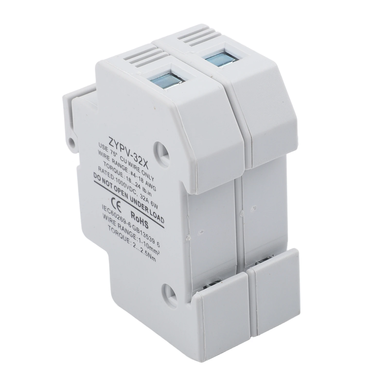 2P Fuse Holder For Solar Applications 2P Fuse Holder DC1000V Fuse 10x38mm Fuse Size High Breaking Capacity 33kA