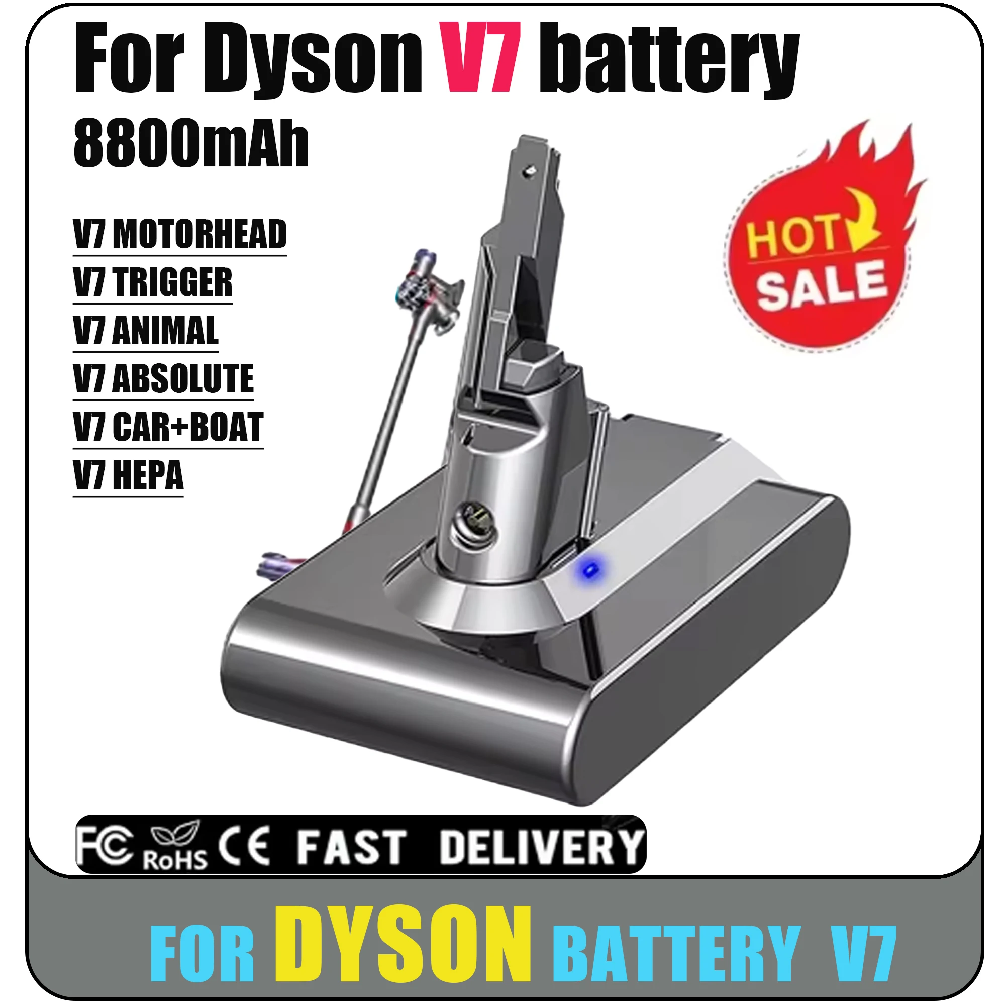 

New For Dyson V7 Battery 21.6V 6800mAh/ 88000mAh lithium FLUFFY V7 Animal V7 Pro 225403 229687 Tools Rechargeable Battery