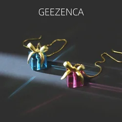 GEEZENCA 925 Sterling Silver Colorful Crystal Glass Dangle Earrings For Women Gift Shape Designer Chic Unique Earring 2024 New