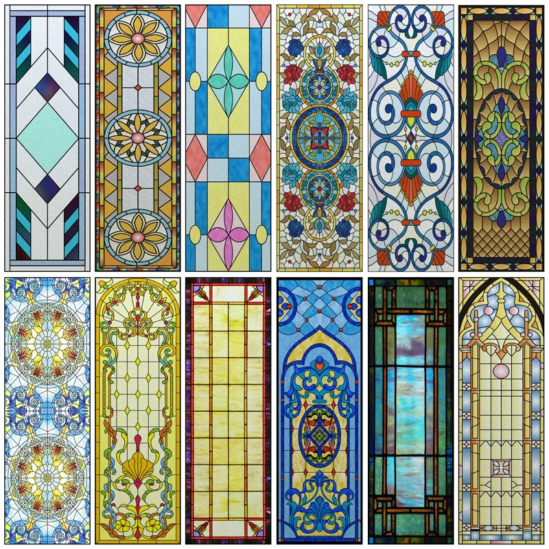Custom Size Privacy Window Film Static Cling Stained Glass Frosted Removable Window Covering for Bathroom Office Door Home Decor