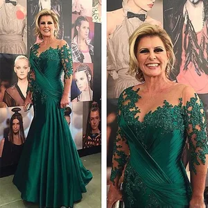 Elegant Green Lace Applicque Beading Mermaid Dresses, Fressed Jewel Neck, 3/4 sleeves, prom dresses, personalized 8 Main Sales Dress Wedding Wedding Bride - №7