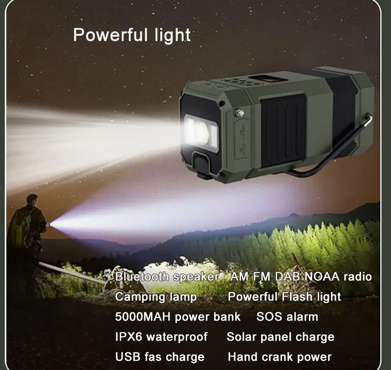 torch Multi speaker radio power bank portable waterproof solar charge party tent lamp flashlight camping lights