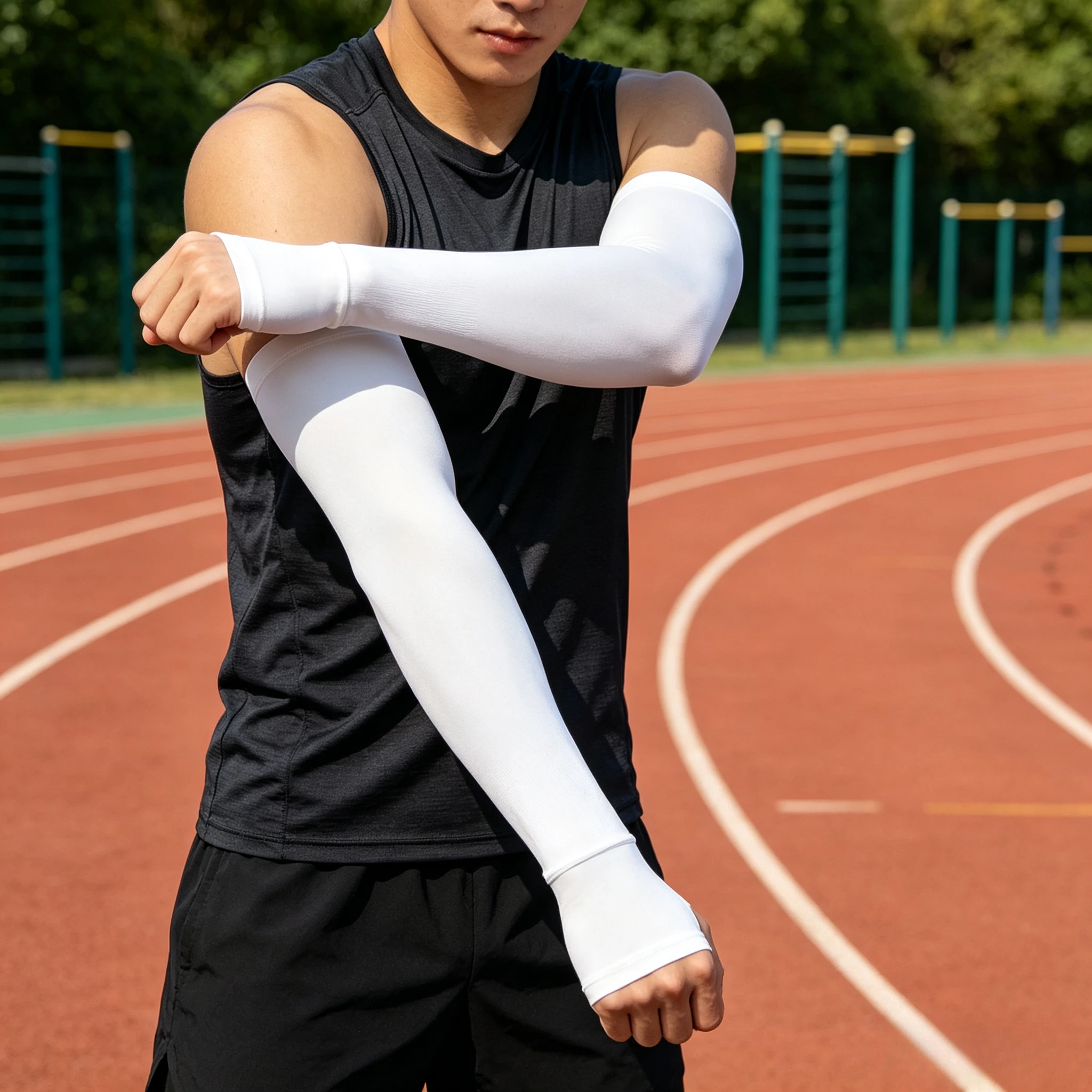 2-Pack Solid Compression Arm Sleeves – High-Elastic Breathable UV Protection Sleeves for Cycling, Running & Gym