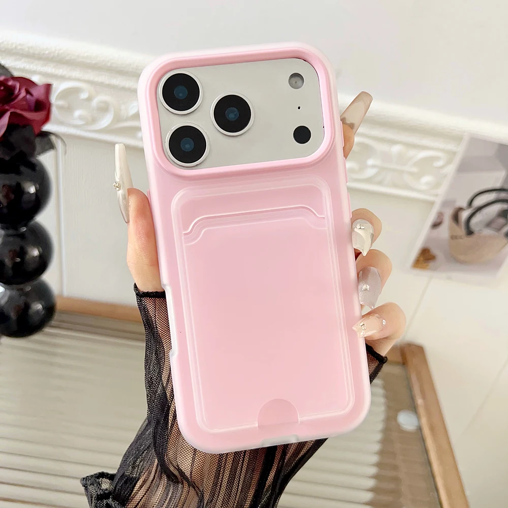 Stoßfeste Silikon-Handyhülle für iPhone 15 14 13 12 11 17 18 Pro Max Plus Schutz ID ATM-Kartentasche Abdeckung für iPhone 17pro – Detail 11